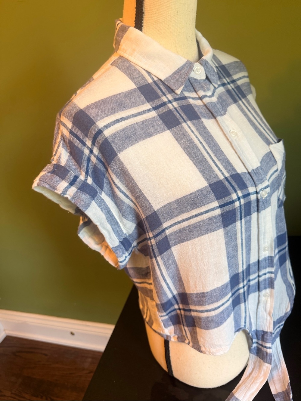 Rails Blue Plaid Crop Tie-Front Shirt - Women - Picture 9 of 13